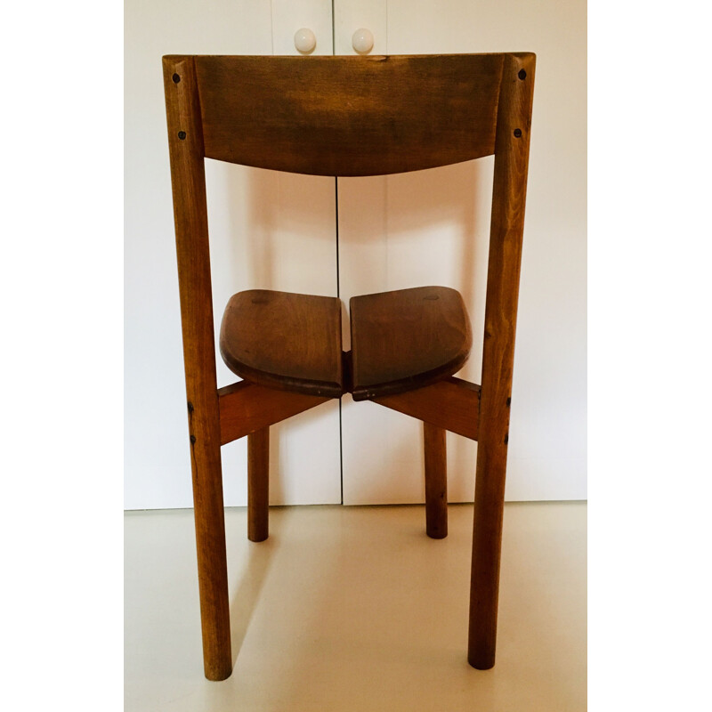 Pair of vintage french beech chairs