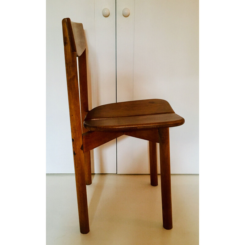 Pair of vintage french beech chairs