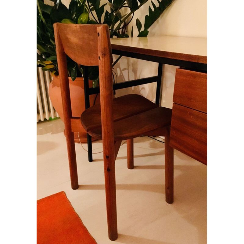Pair of vintage french beech chairs