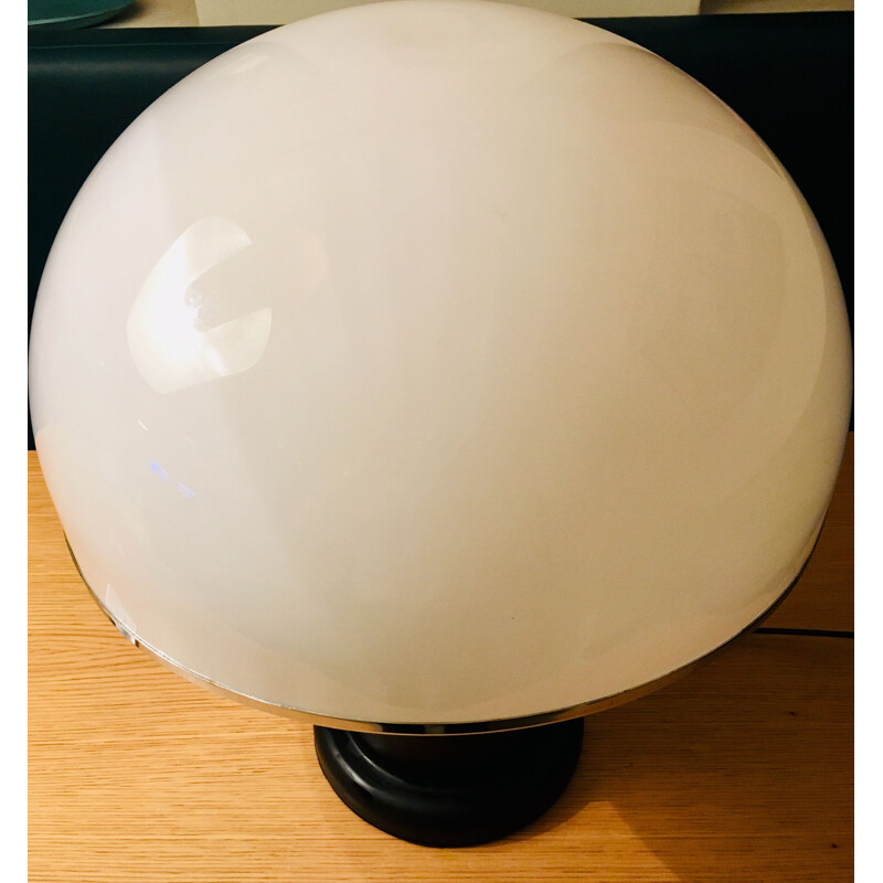 Lamp vintage mushroom lamp in black metal and plexiglas 1970