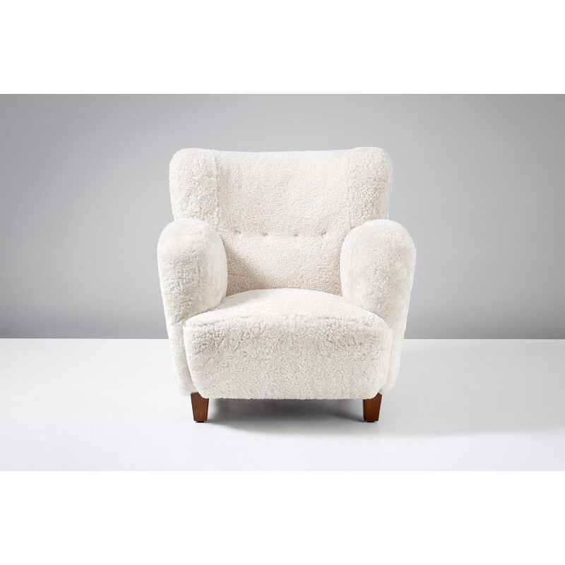 Vintage danish sheepskin armchair 1930