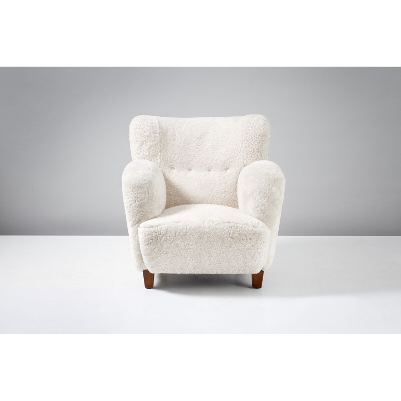Vintage danish sheepskin armchair 1930