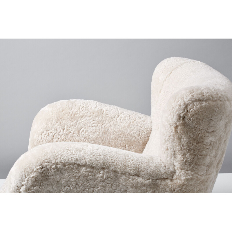 Fauteuil vintage danois en peau de mouton 1930