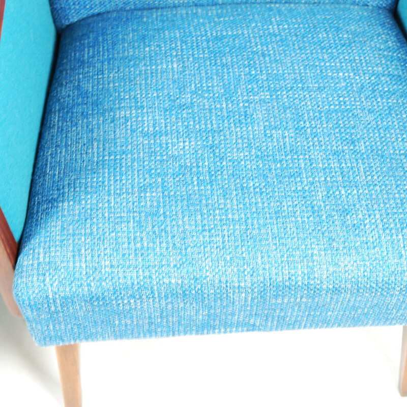 Pair of turquoise club seats reupholstered, Germany 60s