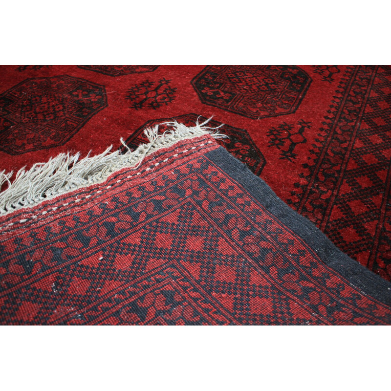 Tapis vintage en laine rouge, Tchécoslovaquie 1980