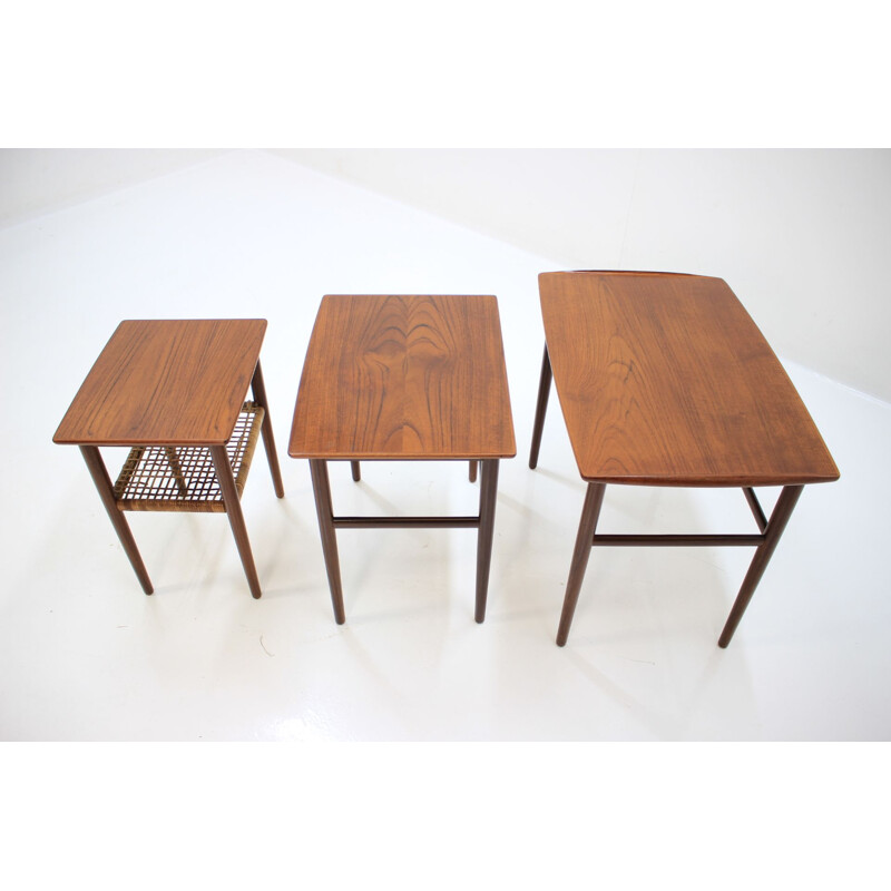 Vintage german nesting tables in teak 1960