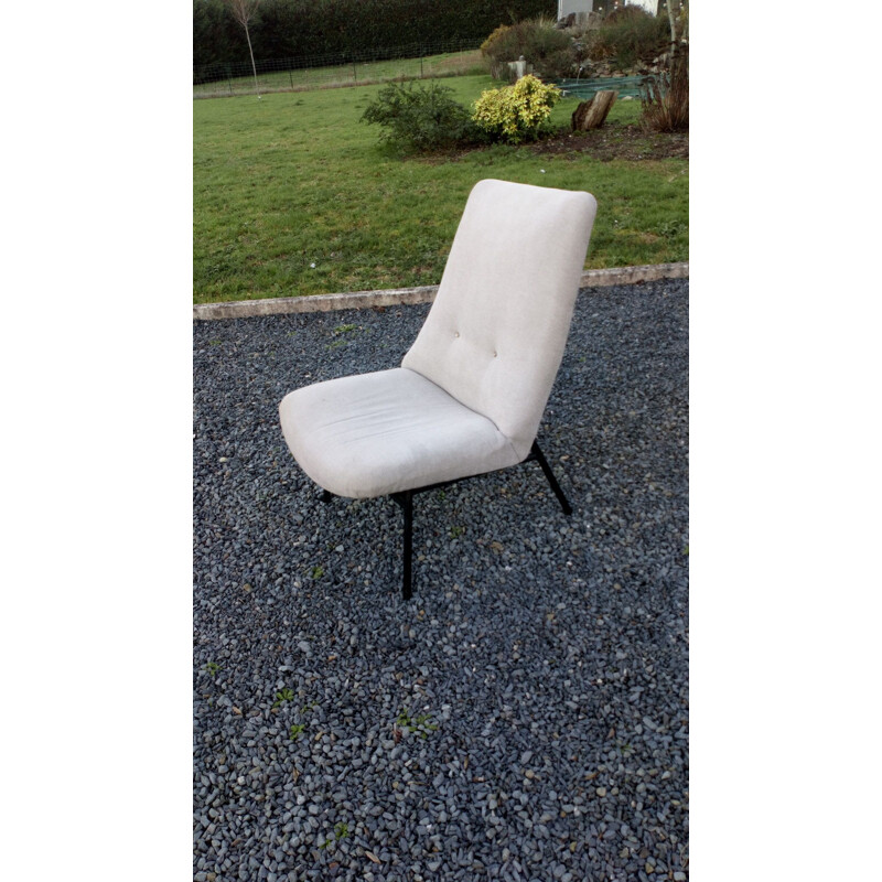 Vintage SK660 low chair without arms for Steiner in gray fabric 1950