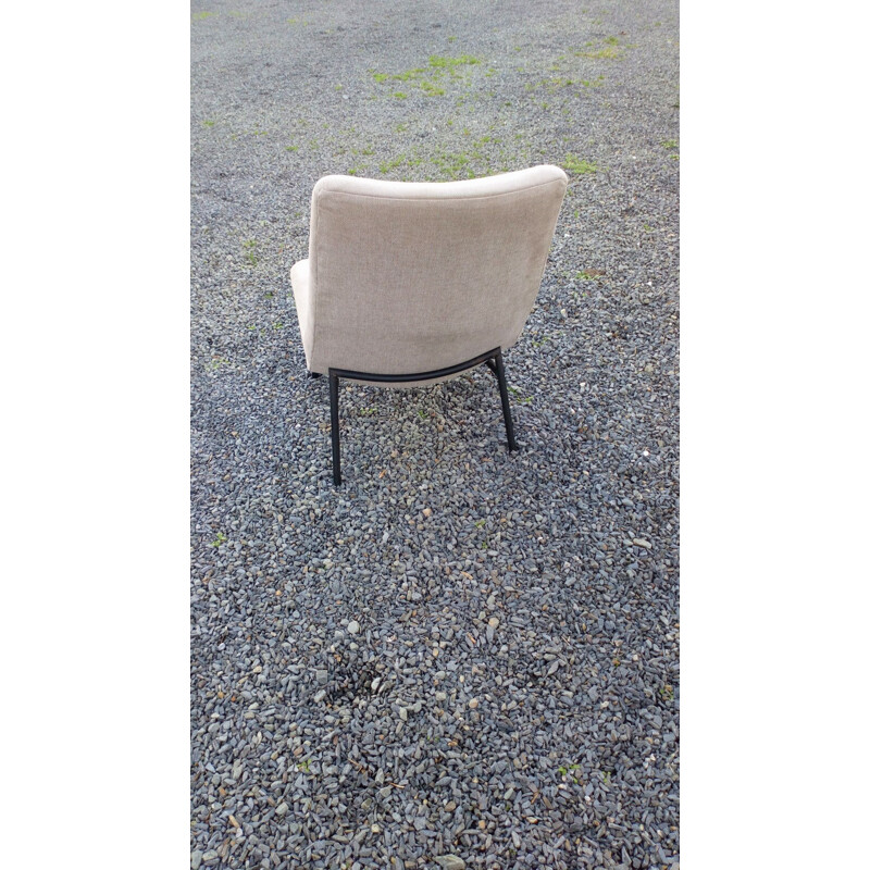 Vintage SK660 low chair without arms for Steiner in gray fabric 1950