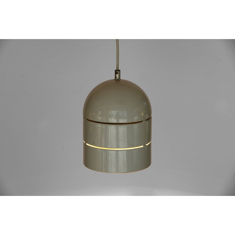 Vintage scandinavian hanging lamp in gray metal and plastic 1970