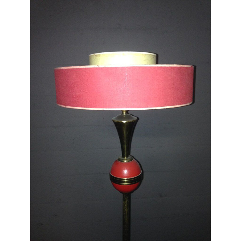 Vintage roodkoperen vloerlamp, Frankrijk 1950