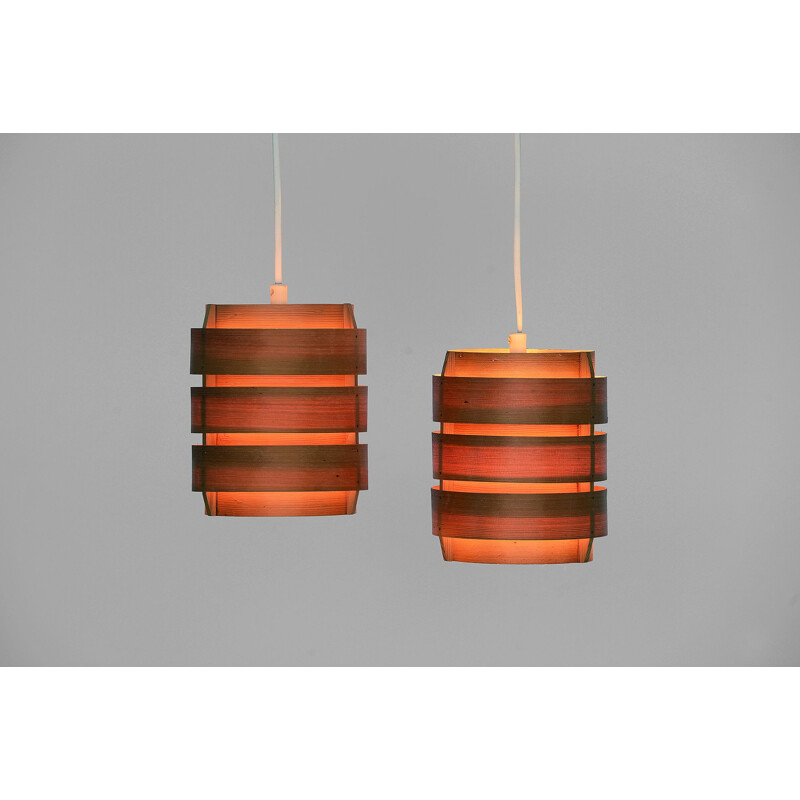 Pair of vintage T 449 pendant lights by Jacoksson in pine 1960