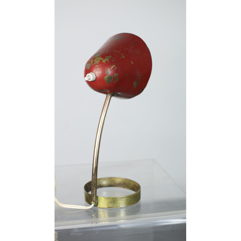 Vintage lamp in red brass, France 1950