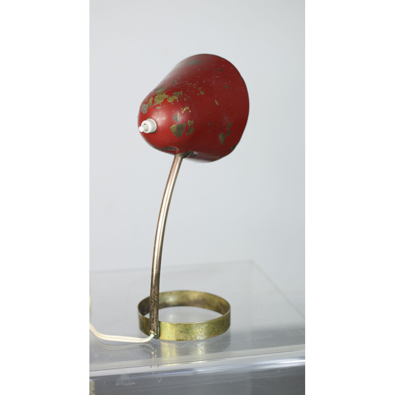 Vintage-Lampe aus rotem Messing, Frankreich 1950