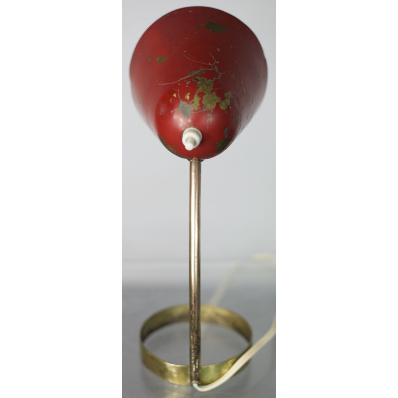 Lampada d'epoca in ottone rosso, Francia 1950