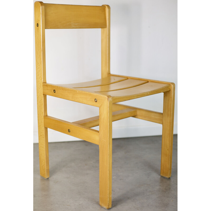 Vintage Franse Sornay houten stoel 1960
