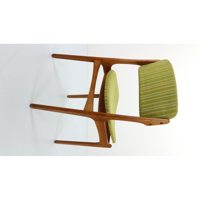 Set of 4 green chairs in teak by Erik Buch, model 49