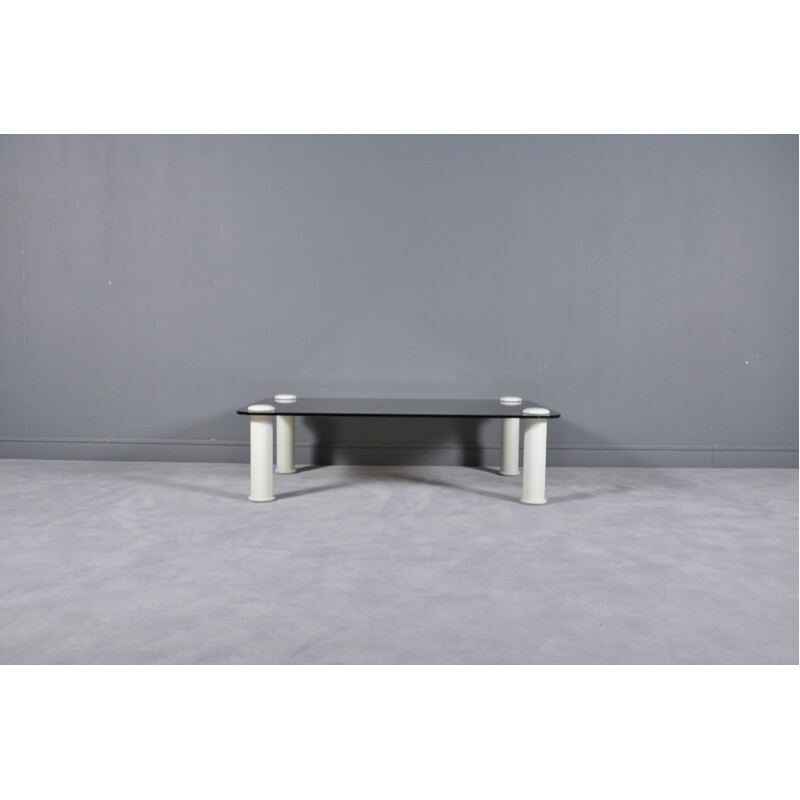 Table basse italienne avec plateau en verre noir