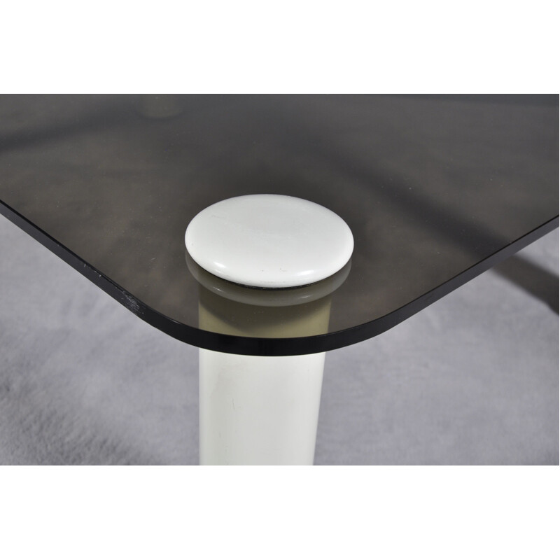 Table basse italienne avec plateau en verre noir