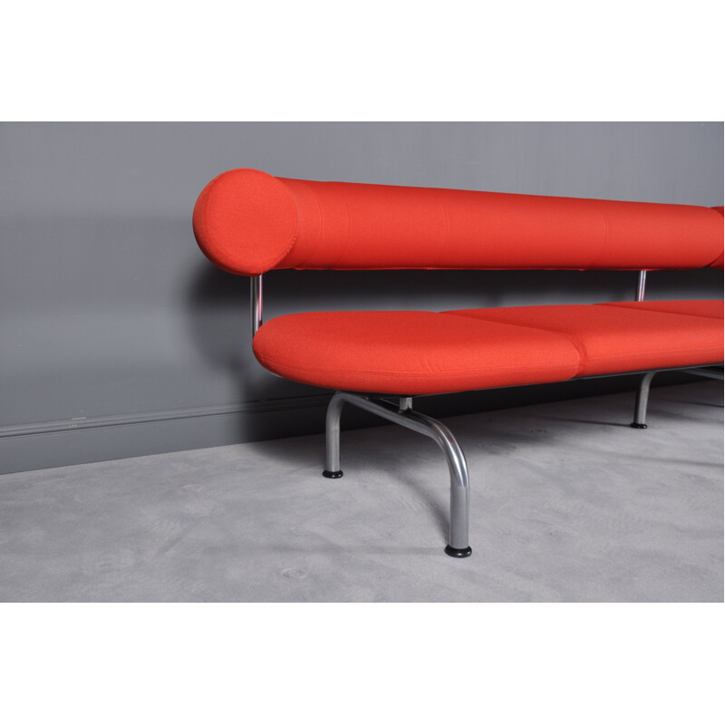 Pair of red Pipeline sofas for Erik Jørgensen