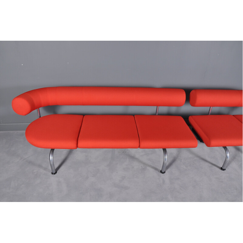 Pair of red Pipeline sofas for Erik Jørgensen