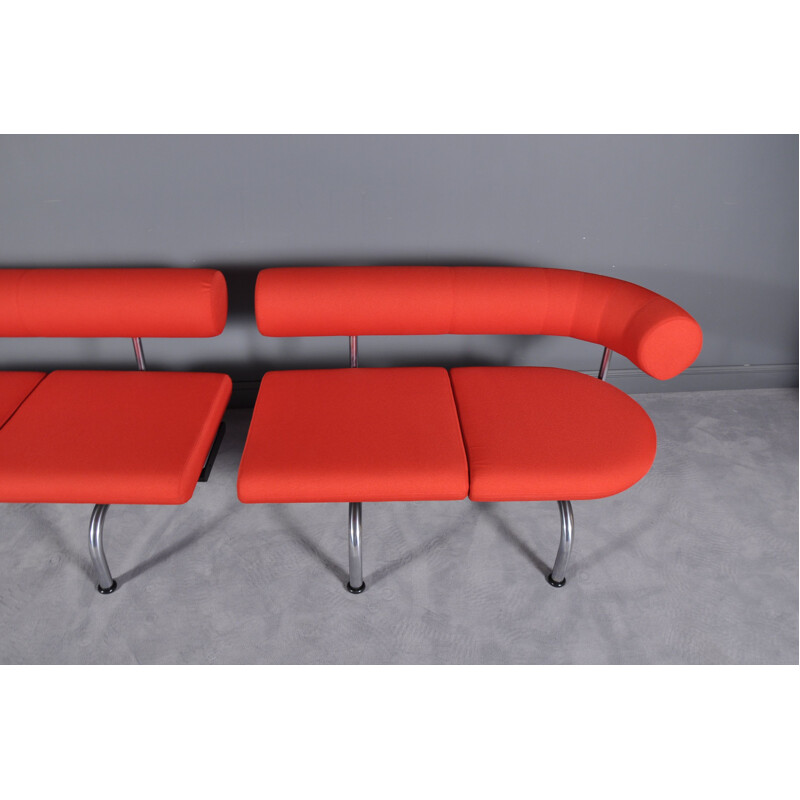 Pair of red Pipeline sofas for Erik Jørgensen