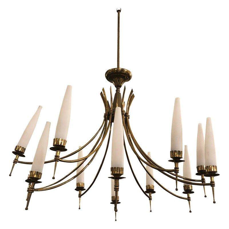 12-arm Italian chandelier in brass