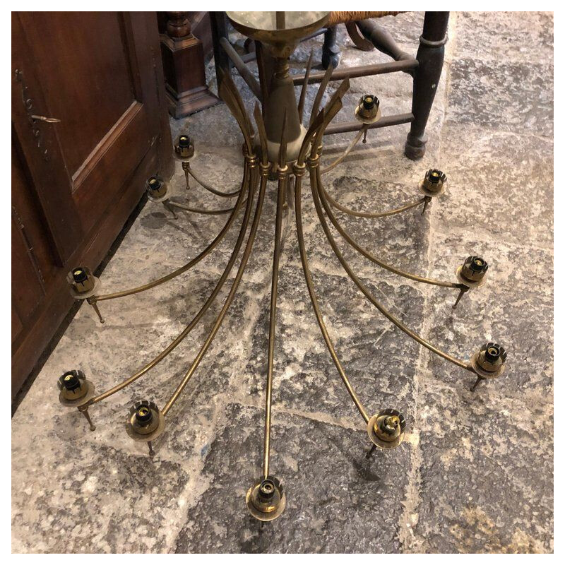 12-arm Italian chandelier in brass