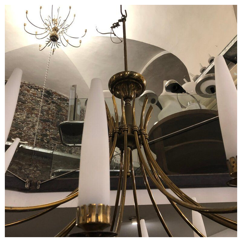 12-arm Italian chandelier in brass