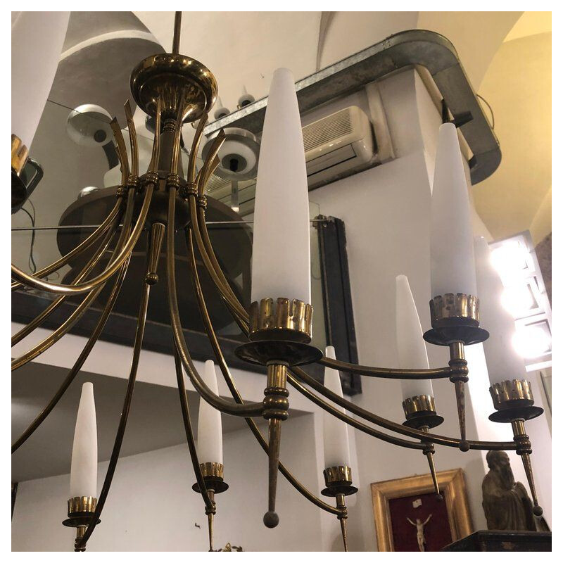 12-arm Italian chandelier in brass