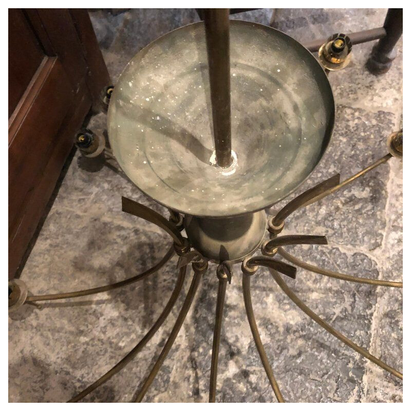 12-arm Italian chandelier in brass