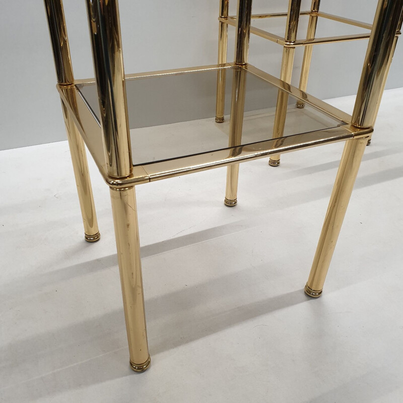 Pair of brass and glass side tables