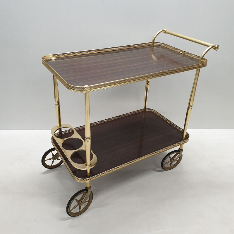 Vintage serving trolley in brass