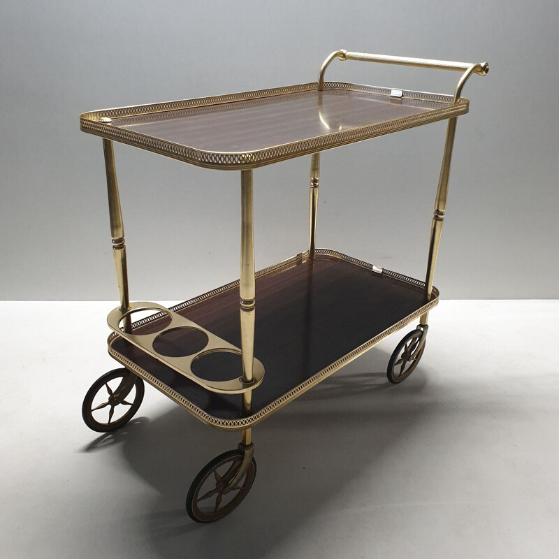 Vintage serving trolley in brass