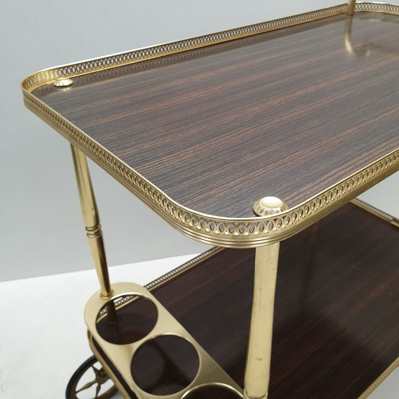 Vintage serving trolley in brass