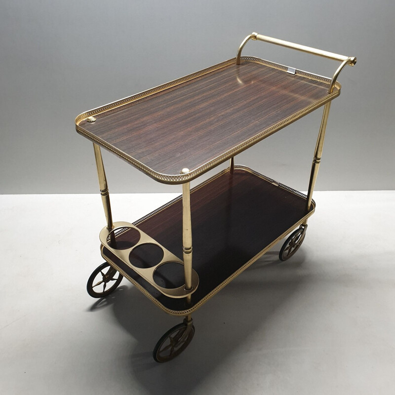 Vintage serving trolley in brass