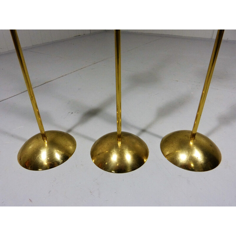 Set of 3 candlesticks in brass and bronze