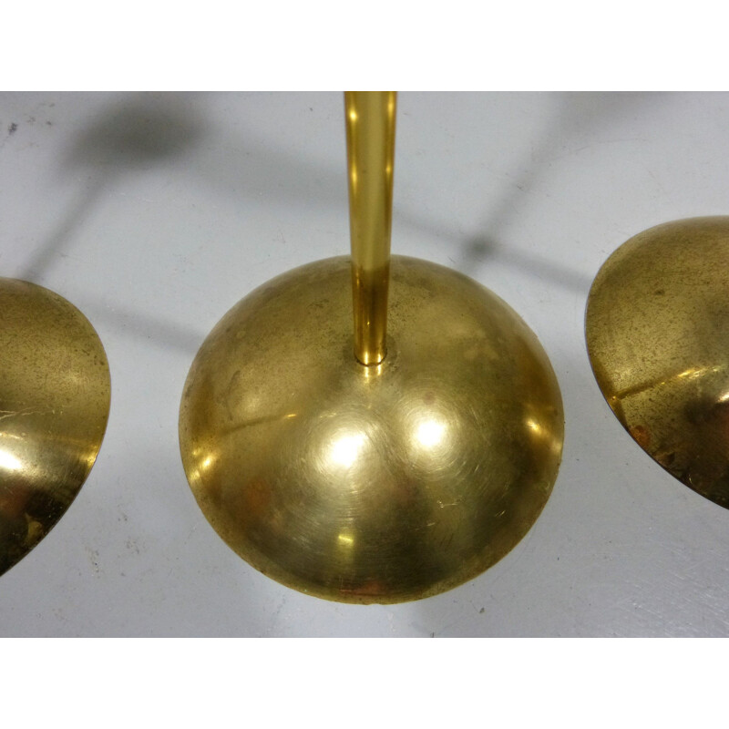 Set of 3 candlesticks in brass and bronze