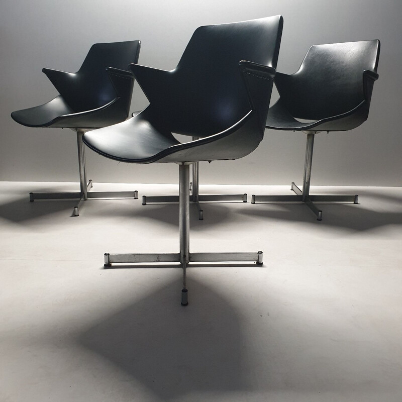 Set of 4 leatherette chairs by Geoffrey Harcourt for Artifort