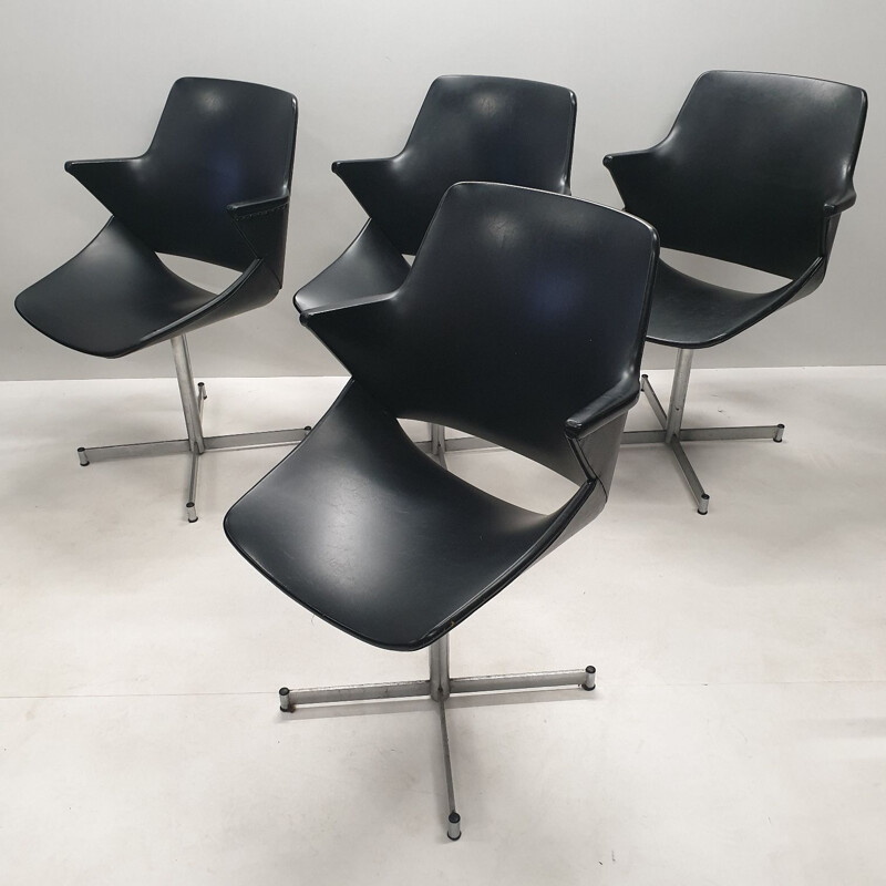 Set of 4 leatherette chairs by Geoffrey Harcourt for Artifort