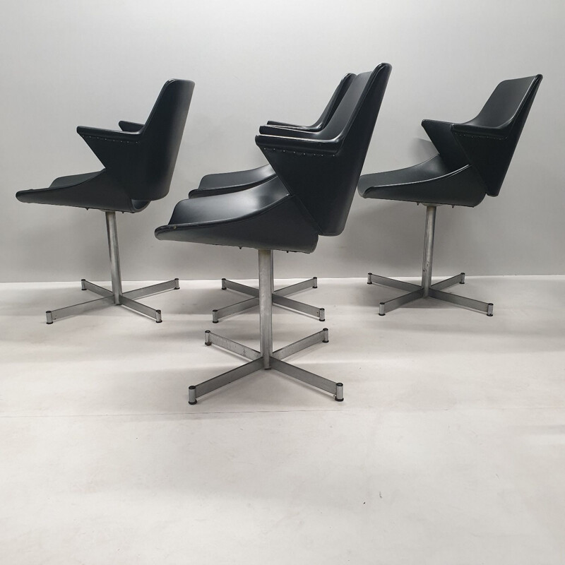 Set of 4 leatherette chairs by Geoffrey Harcourt for Artifort