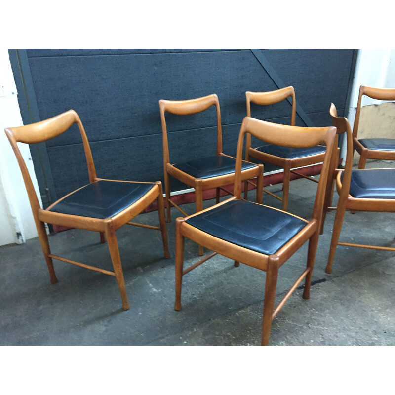 Set of 6 vintage chairs by Jacques Hauville 