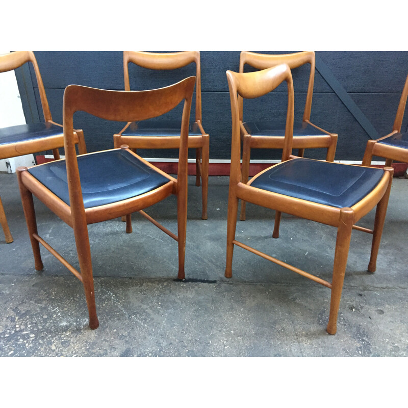 Set of 6 vintage chairs by Jacques Hauville 