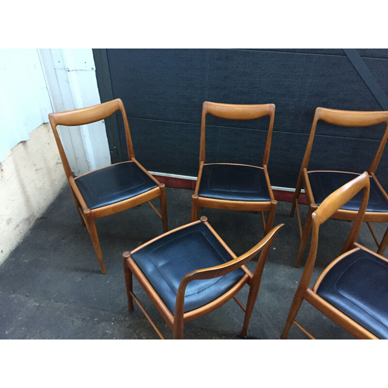 Set of 6 vintage chairs by Jacques Hauville 