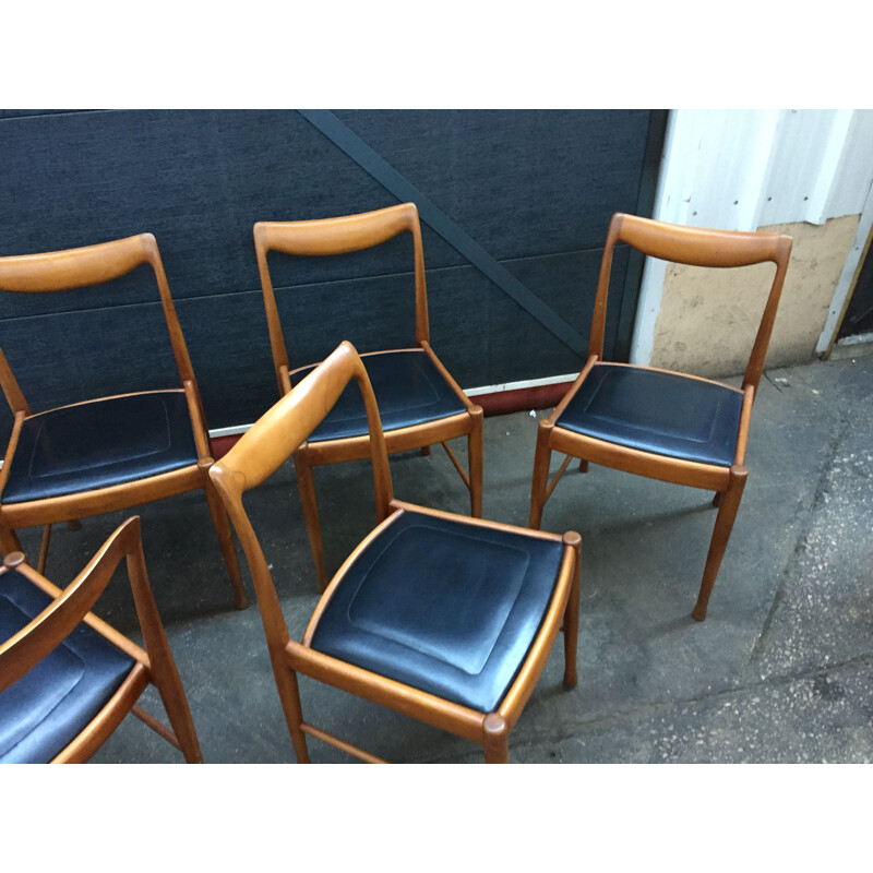 Set of 6 vintage chairs by Jacques Hauville 