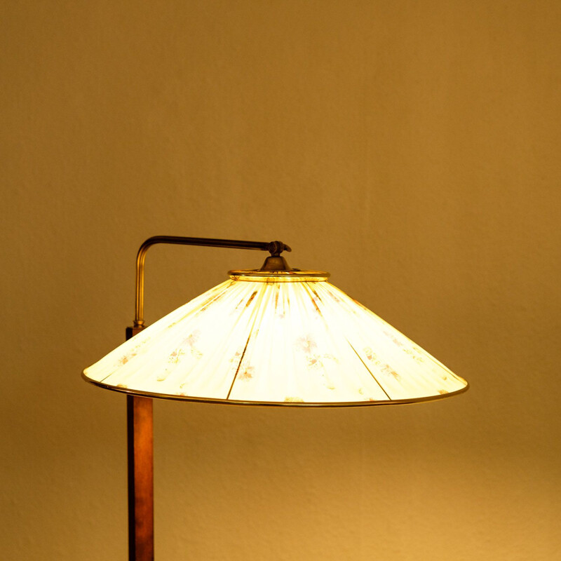 Vintage floor lamp with side table, dark beech, 1950s