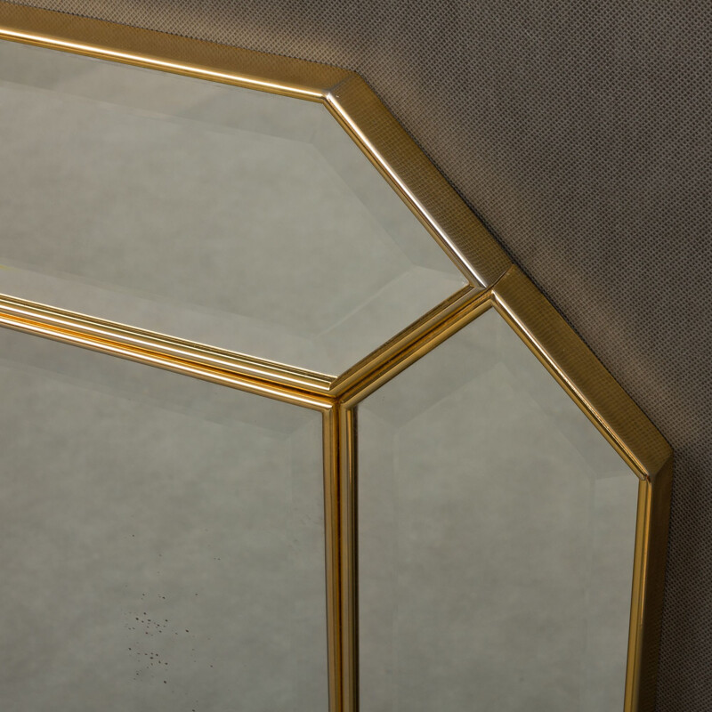 Vintage brass mirror with beveled edges, Italian