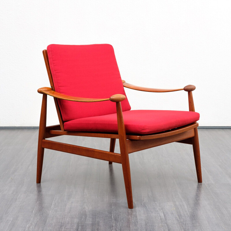 Red armchair by Finn Juhl for France & Son, model 133