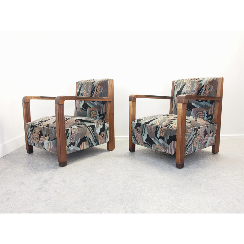 Pair of 2 vintage Art Deco armchairs 1930