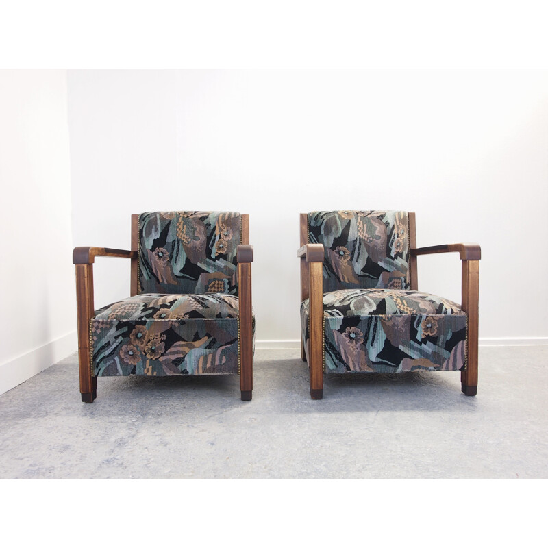 Pair of 2 vintage Art Deco armchairs 1930