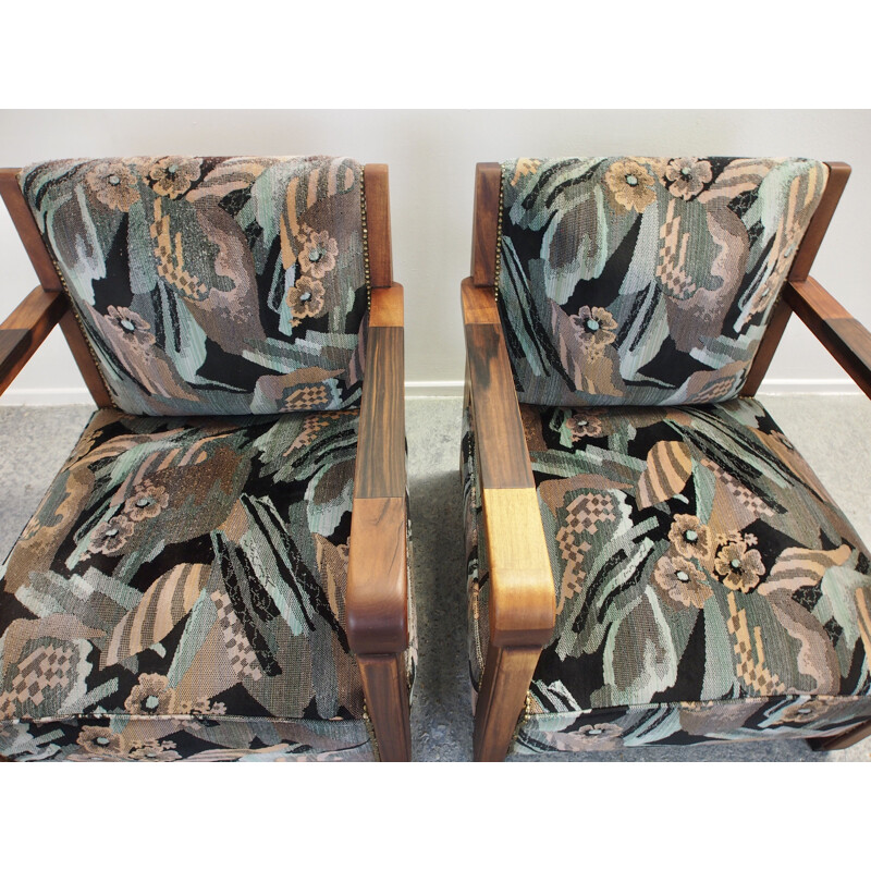 Pair of 2 vintage Art Deco armchairs 1930